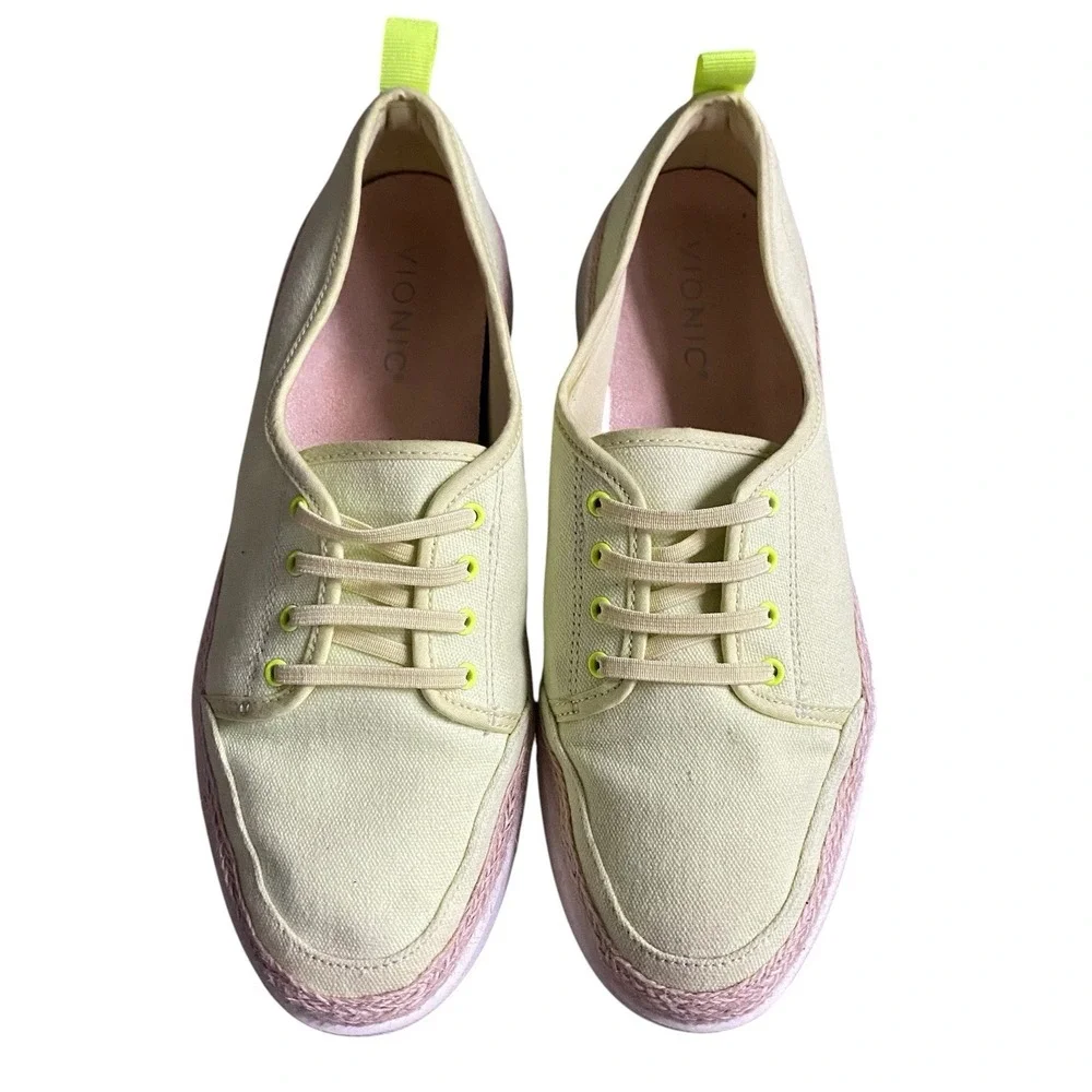 Vionic Jovie Casual Shoe US 8 Yellow Citrine  Lace Up Low Top Comfort